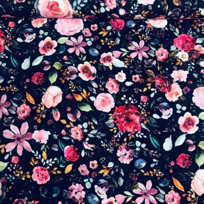 Jersey | Aquarell Blumen | digital marineblau